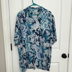Tommy Bahama Teal and Navy Floral Camp Shirt